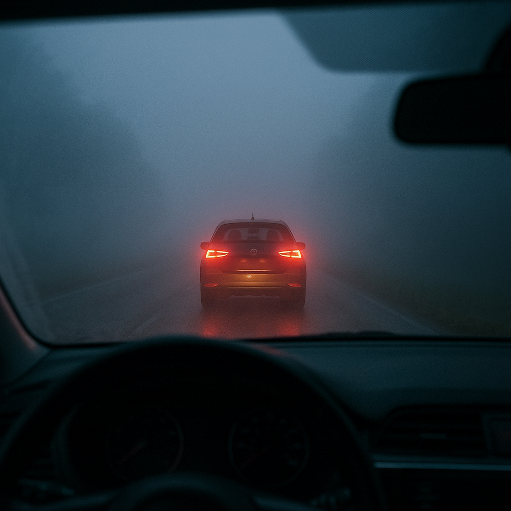 Si circulas con poca visibilidad por niebla densa: